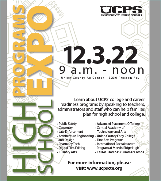 Union County High School Programs Expo, Dec. 3, 2022 from 9am-3pm